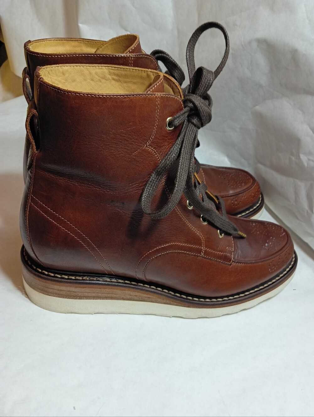 The Office of Angela Scott Mr. Ryan wedge chukka boots 38.brown leather lace up